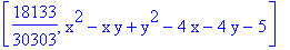 [18133/30303, x^2-x*y+y^2-4*x-4*y-5]